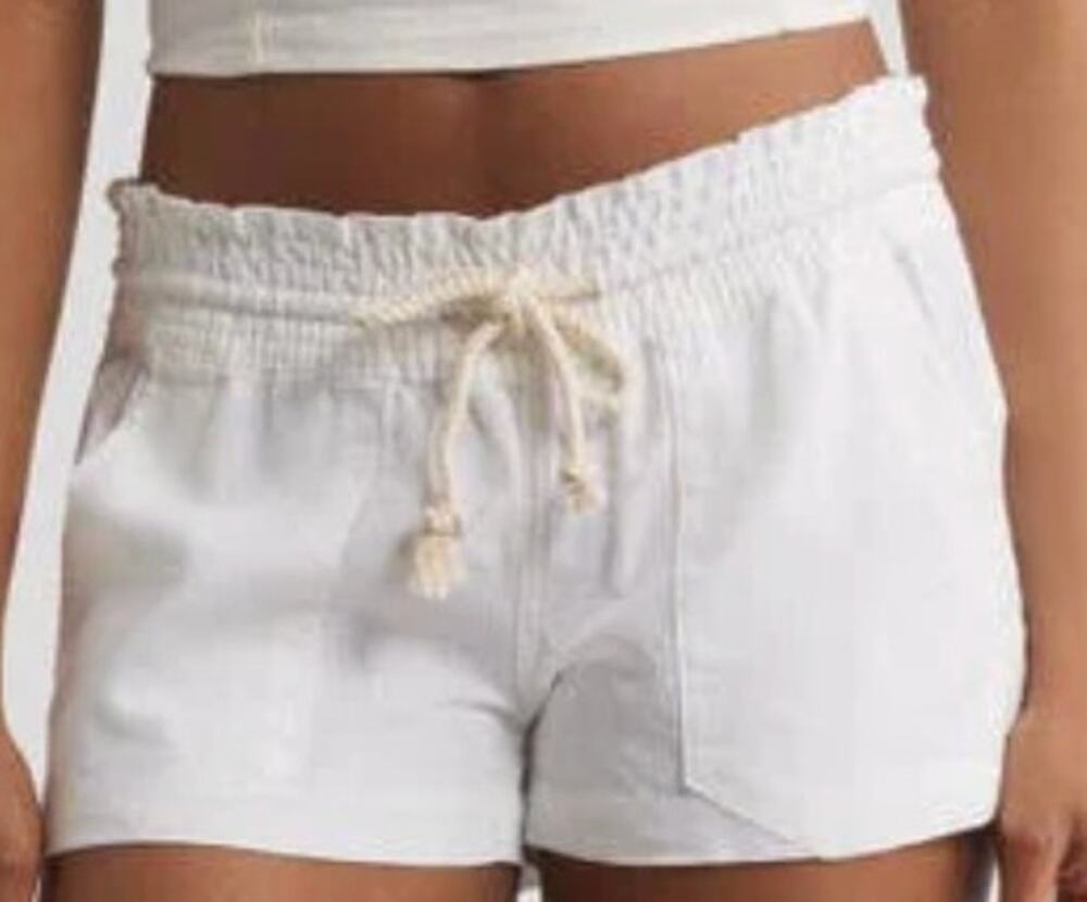 Roxy White Drawstring Oceanside Elastic Waist Casual Shorts